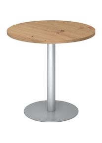 Hammerbacher, Schreibtisch, Besprechungstisch 80cm rund Asteiche/Silber (Ø 80 cm)