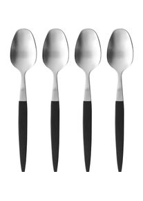 Gense Kaffeelöffel Focus de Luxe 4 Stück, Schwarz/Silber, Besteck, Silber