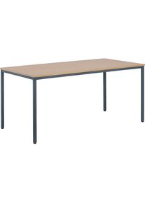 eurokraft basic Multifunctionele tafel, h x b x d = 720 x 1600 x 800 mm, blad beukenhoutdecor, frame basaltgrijs