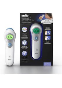 Braun Stirn-Fieberthermometer »No touch + touch Stirnthermometer - BNT300« Mit Position Check - Anleitung für genaue Messwerte in weiß