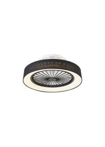 Qazqa Fekete mennyezeti ventil&aacute;tor csillag effektussal 47 cm LED-del, f&eacute;nyerőszab&aacute;lyz&oacute;val &eacute;s t&aacute;vir&aacute;ny&iacute;t&oacute;val - Emily