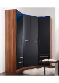 Priess Eckkleiderschrank »Barcelona Kleiderschrank Ecklösung Raumwunder« in 2 Tiefen Schrank Eckschrank Garderobe in schwarz, Größe B/H/T: 78 cm x...