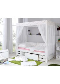 Ticaa Himmelbett »Lino« Himmelbett in weiß, Größe Liegefläche B/L: 90 cm x 200 cm