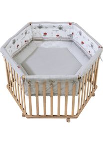 Roba Laufgitter »Cosiplay Adam & Eule, natur, 6-eckig« bis 15 kg mit Stoffeinlage und Nestchen in beige