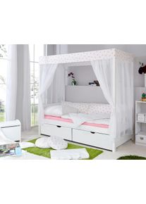 Ticaa Himmelbett »Lino« Himmelbett in weiß, Größe Liegefläche B/L: 90 cm x 200 cm