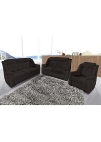Sit & More Sit&More Polstergarnitur »Basel« Set, bestehend aus 3-Sitzer + 2-Sitzer + Sessel in schwarz