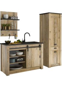 Home Affaire Küche »Sherwood« Breite 210 cm in braun, Größe B/H/T: 210 cm x 64 cm