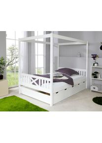 Ticaa Himmelbett »Lino« Himmelbett in weiß, Größe Liegefläche B/L: 140 cm x 200 cm