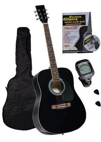 Clifton Westerngitarre &raquo;Dreadnought Gitarre&laquo; Komplettset; mit Stimmger&auml;t, Tasche, Heft und CD in schwarz