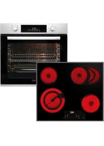 Beko Backofen-Set »BBSM12320X« mit Teleskopauszug nachrüstbar in silberfarben