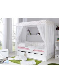 Ticaa Himmelbett »Lino« Himmelbett in weiß, Größe Liegefläche B/L: 90 cm x 200 cm