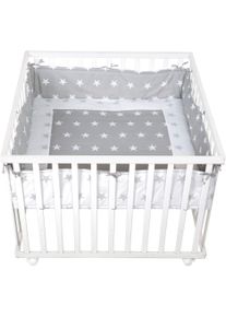 Roba Laufgitter »Little Stars, 100x100 cm, weiß« bis 15 kg mit Stoffeinlage und Nestchen; Rollen, höhenverstellbar in weiß
