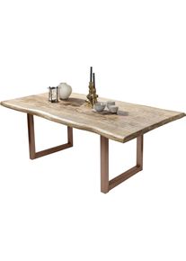 Sit Baumkantentisch trendiges Kufen-Gestell in braun, Größe B/H/T: 240 cm x 76 cm x 100 cm