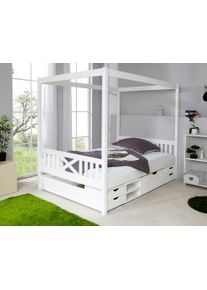 Ticaa Himmelbett »Lino« Himmelbett in weiß, Größe Liegefläche B/L: 140 cm x 200 cm