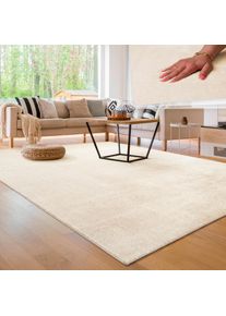 Paco Home Teppich »Cadiz 630« rechteckig 14 mm Höhe Uni-Farben, besonders weich, waschbar, auch als Läufer erhältlich in beige