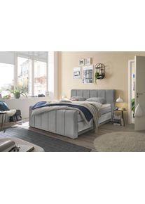 Set One By Musterring Boxspringbett »Fairfield« mit Bettkasten in grau, Größe Liegefläche B/L: 180 cm x 200 cm