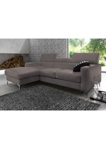 COTTA Ecksofa »Sammy L-Form« mit Kopfteilverstellung in grau, Größe B/H/T: 226 cm x 92 cm x 105 cm