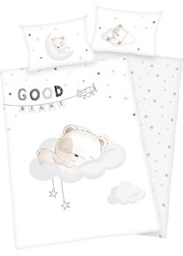 Baby Best Babybettwäsche »Sleeping little bear« mit niedlichem Motiv und liebevollem Schriftzug in weiß, Größe B/L: 60 cm x 40 cm