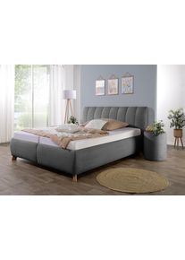 Maintal Polsterbett »Hügeldorf« inklusive Bettkasten in grau, Größe Liegefläche B/L: 160 cm x 200 cm