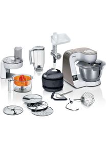 Bosch Küchenmaschine »Serie 4 MUM5XW40, integr. Waage, Durchlaufschnitzler, weiß/champagner« 4 Scheiben, Mixer, Fleischwolf, Zitruspresse, Profi...