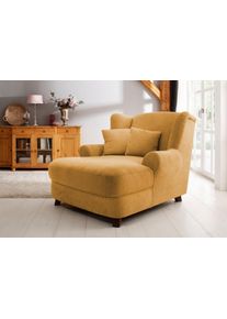 Home Affaire XXL-Sessel »Oase« mit Wellenunterfederung und 2 Zierkissen in gelb, Größe B/H/T: 120 cm x 101 cm x 142 cm