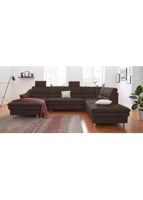 Sit & More Sit&More Wohnlandschaft »Cardoso U-Form« mit Federkern und Kopfstützen in braun, Größe B/H/T: 324 cm x 90 cm x 90 cm