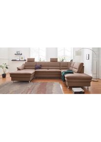 Sit & More Sit&More Wohnlandschaft »Cardoso U-Form« mit Federkern und Kopfstützen in braun, Größe B/H/T: 324 cm x 90 cm x 90 cm