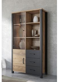 Home Affaire Vitrine »Olin« in schwarz, Größe B/H/T: 101 cm x 191 cm x 43 cm