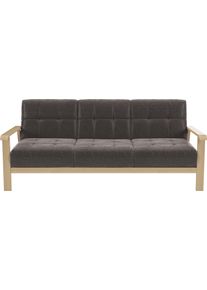 Sit & More Sit&More 3-Sitzer »Billund« Armlehnen aus Buchenholz in natur in grau, Größe B/H/T: 199 cm x 88 cm x 106 cm