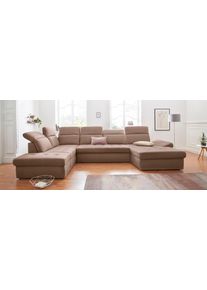 Sit & More Sit&More Wohnlandschaft »Stardust U-Form« inklusive Kopfteilverstellung und Armlehnenfunktion in braun, Größe B/H/T: 372 cm x 89 cm x 233 cm