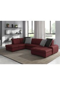 Sit & More Sit&More Wohnlandschaft »Luxor U-Form« wahlweise mit Bettfunktion in rot, Größe B/H/T: 329 cm x 224 cm