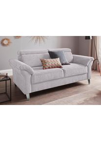 Sit & More Sit&More 2,5-Sitzer »Arngast« inklusive Federkern und Kopfteilverstellung in silberfarben, Größe B/H/T: 186 cm x 84 cm x 93 cm