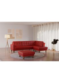 Sit & More Sit&More Ecksofa »Orient 5 L-Form« mit Strass-Stein in rot, Größe B/H/T: 298 cm x 90 cm x 198 cm