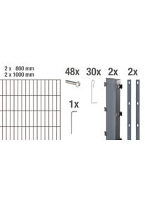 Alberts Gabionenzaun »Gabionen-Grundset Step²« anthrazit in grau, Größe H/L: 180 cm x 2 m