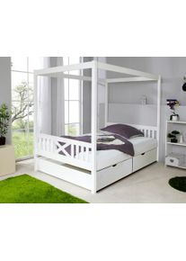 Ticaa Himmelbett »Lino« Himmelbett in weiß, Größe Liegefläche B/L: 140 cm x 200 cm