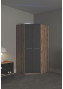 Priess Eckkleiderschrank »Barcelona Kleiderschrank Ecklösung Raumwunder« in 2 Tiefen Schrank Eckschrank Garderobe in schwarz, Größe B/H/T: 95 cm x...