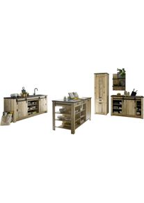 Home Affaire Küche »Sherwood« Breite 400 cm in braun, Größe B/H/T: 400 cm x 64 cm