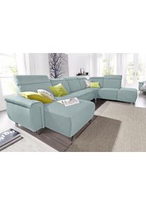 Sit & More Sit&More Wohnlandschaft »Township U-Form« wahlweise mit elektrischer Wallfree-Funktion in blau, Größe B/H/T: 345 cm x 102 cm x 247 cm