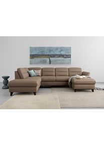 Sit & More Sit&More Wohnlandschaft »Mellum U-Form« Federkern in braun, Größe B/H/T: 306 cm x 87 cm x 212 cm