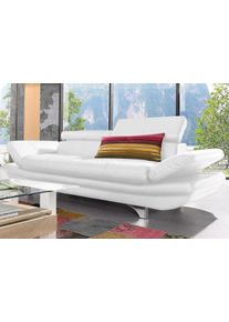 COTTA Polstergarnitur »Enterprise« Set, Set bestehend aus: 2-Sitzer mit Kopfteilverstellung & Hocker in weiß