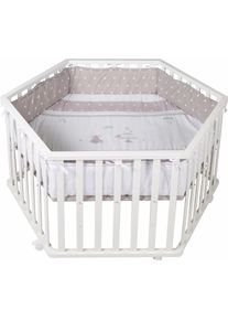 Roba Laufgitter »Indibär, 6-eckig« bis 15 kg mit Stoffeinlage und Nestchen in weiß