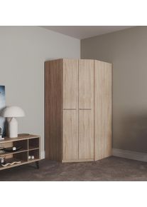 Priess Eckkleiderschrank »Barcelona Kleiderschrank Ecklösung Raumwunder« in 2 Tiefen Schrank Eckschrank Garderobe in braun, Größe B/H/T: 95 cm x...