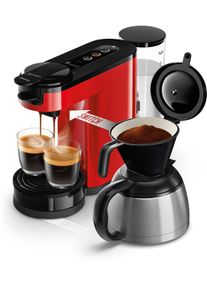 Philips Senseo Kaffeepadmaschine »Switch HD6592/64, 2-in-1 Pad und Filterkaffee« 1 l Kaffeekanne aus 26% rec. Plastik in rot