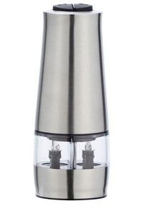 Wenko Salz-/Pfeffermühle »Modell 2in2« batteriebetriebene Gewürzmühle in silberfarben, Größe 0