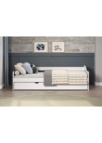 Home Affaire Holzbett »Avesta Bett Ausziehbett Daybett Gästebett Funktionsbett« 1 tlg. Weißes Massivholz Bett mit Auszieh-Funktion - 90x200 cm...
