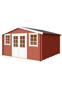 Lasita Maja Gartenhaus »Wels 4« Blochbohlenhaus 28mm, Fundamentmass 3900x3900, Schwedenrot in rot