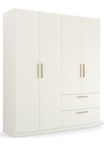Rauch Kleiderschrank »Skandi by Quadra Spin Schlafzimmerschrank« im Landhaus-Stil mit Massivholzgriffen aus Wildeiche in weiß, Größe B/H/T: 181 cm...