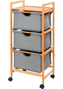 Wenko Rollwagen »Bahari« Badmöbel aus Bambus in beige, Größe B/H/T: 44 cm x 96 cm x 34 cm