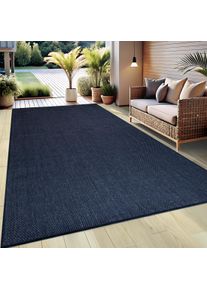 my home Teppich »Anna, auch als Läufer erhältlich« rechteckig 3 mm Höhe In- und Outdoor geeignet, Sisal-Optik, Wetterfest & UV-beständig in blau
