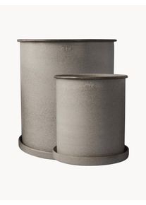 DBKD Maceteros Plant, 2 uds. Beige Metal Set de diferentes tamaños